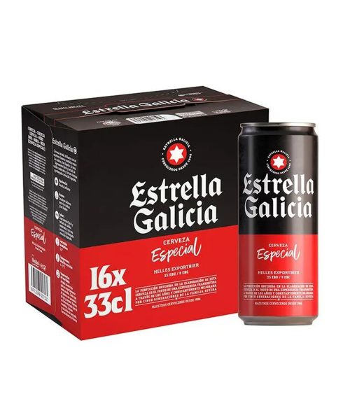 Cerveza Especial Estrella Galicia Lata Pack 16x33 Cl